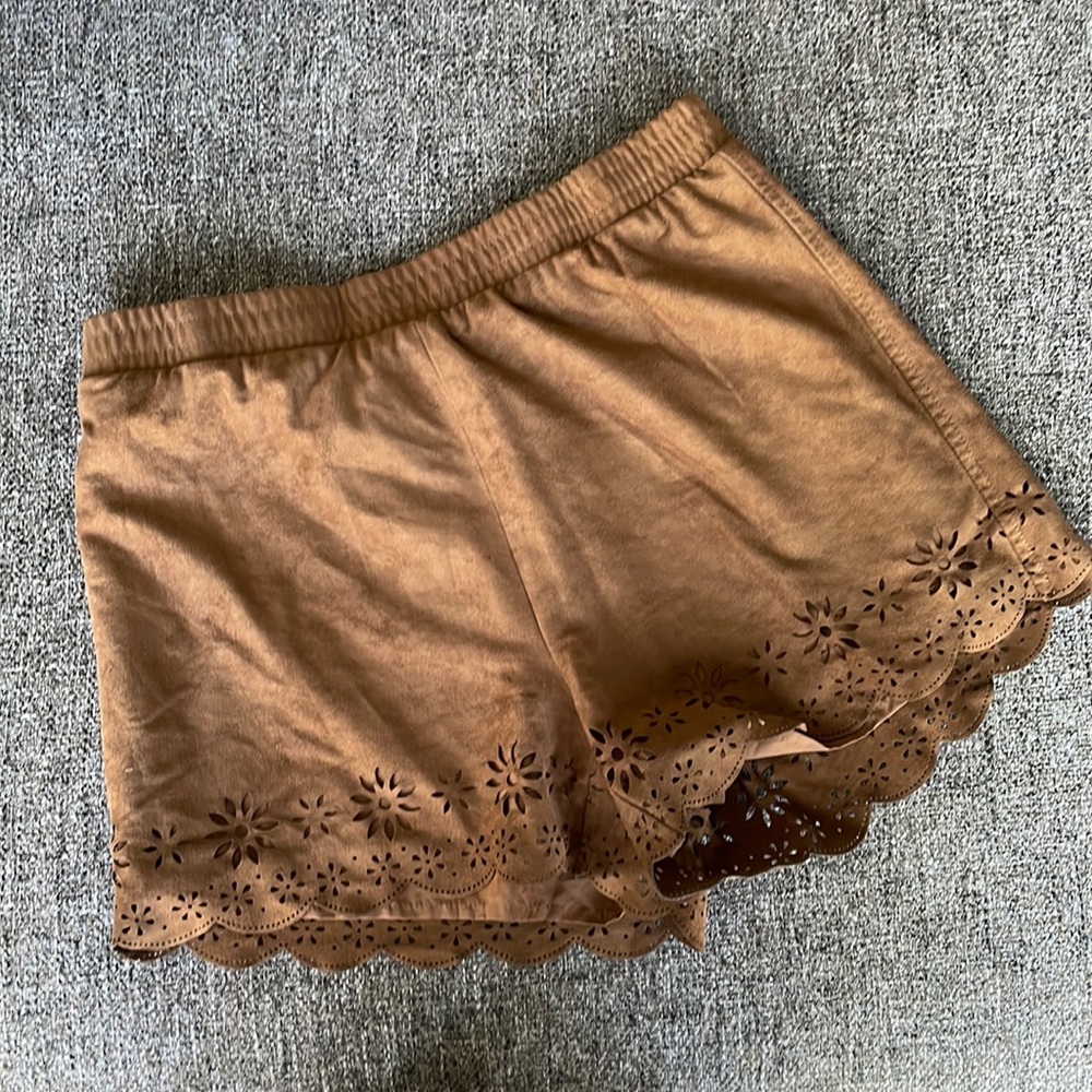 BB Dakota Faux Suede Velvet Eyelet High Rise Shorts